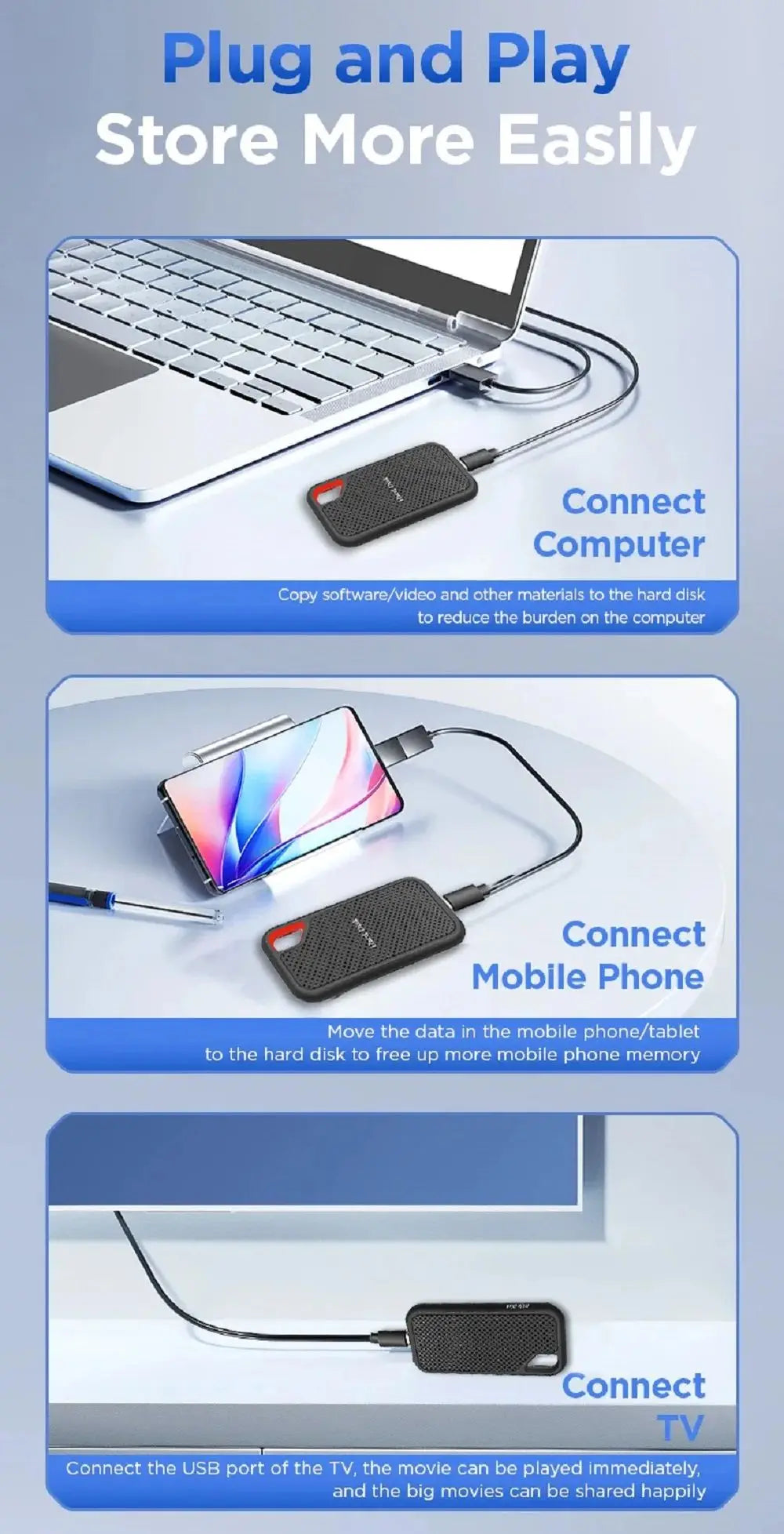 Genuíno de alta velocidade 1tb/2tb portátil ssd 4tb disco rígido externo 256tb usb3.2 tipo-c unidade de estado sólido para portátil/mac/pc