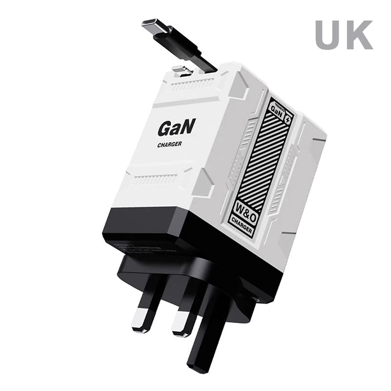 {MX} Carregador inteligente retrátil duplo PD + USB Plugue EUA / Reino Unido / UE 2 em 1 Carregador Gan 20W PD3.0 Carregador de carregamento rápido