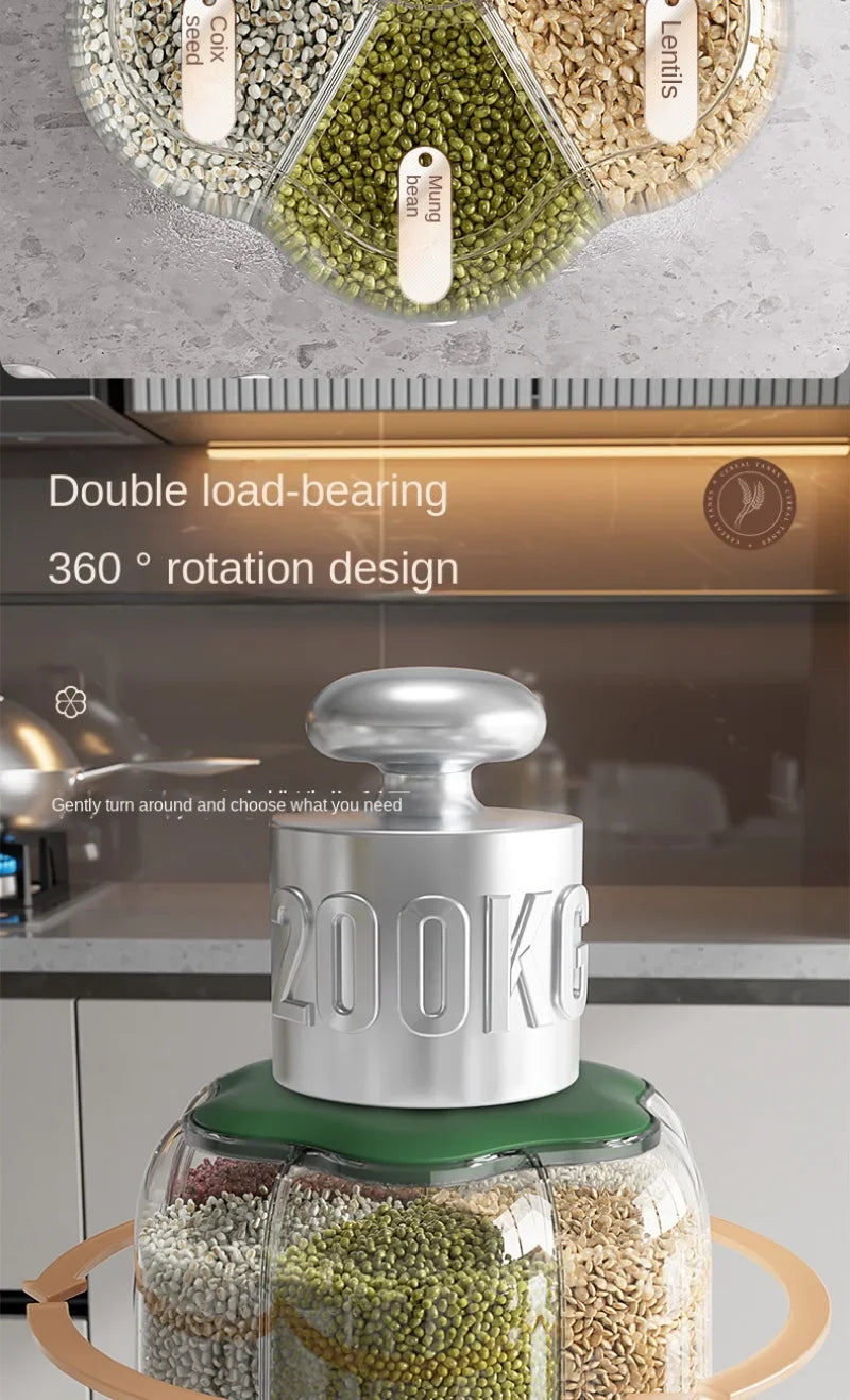 Dispensador rotativo de grãos para armazenamento de alimentos Grande recipiente selado Barril de arroz Dispensador de cereais Organizador de suprimentos de cozinha 6kg
