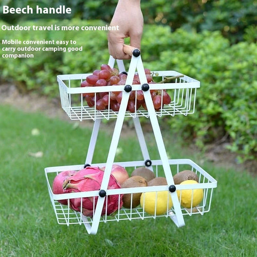 2025 novo portátil ferro cozinha rack de armazenamento multifuncional cesta de frutas multi-camada lanche prateleira de armazenamento