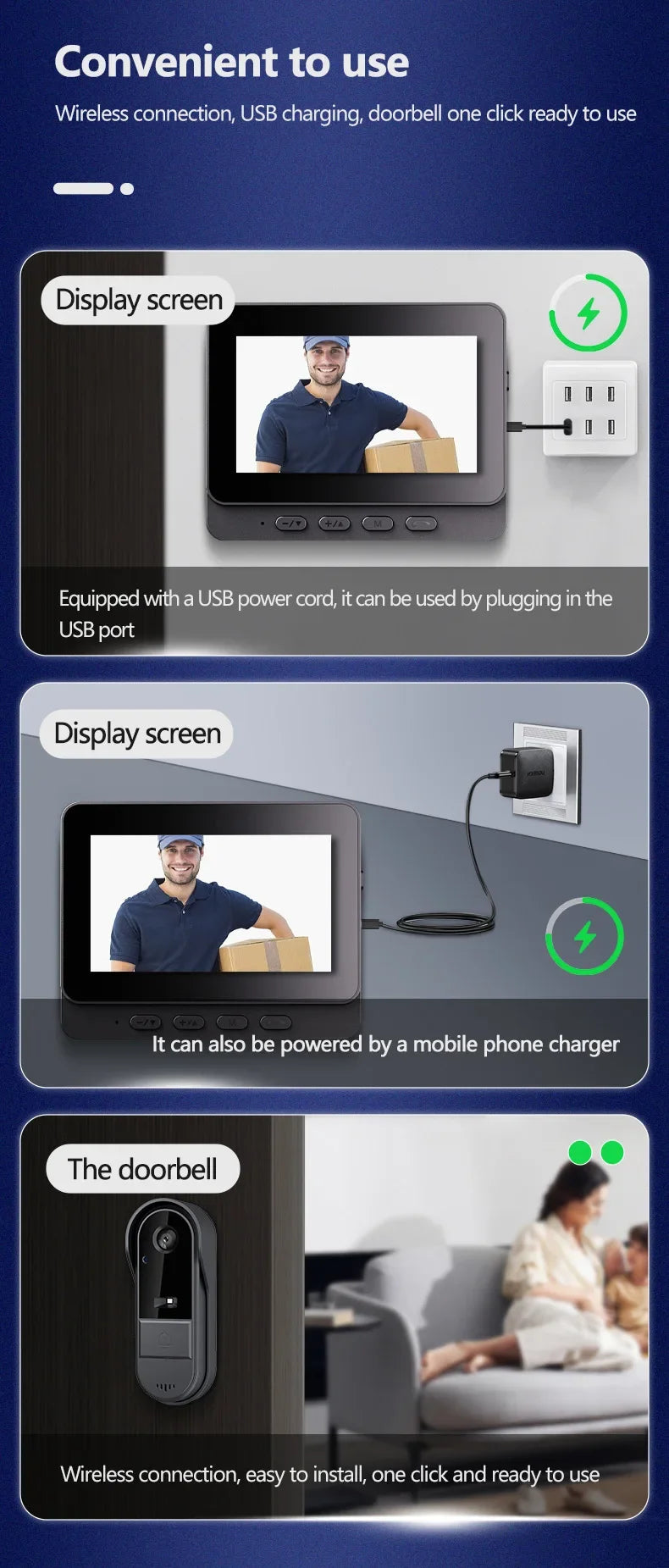 Tuya impermeável vídeo campainha, sem fio, visão noturna, HD, 4.3 "tela IPS, interfone por Bell, câmera para casa inteligente, casa, escritório