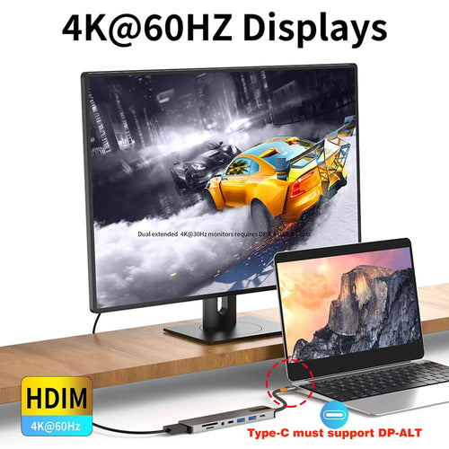 5/8 em 1 usb c para hdmi-adaptador 4k 60hz tipo c divisor usb3.0/3.1 hub docking station pd sd tf 3.5mm para portátil ipad
