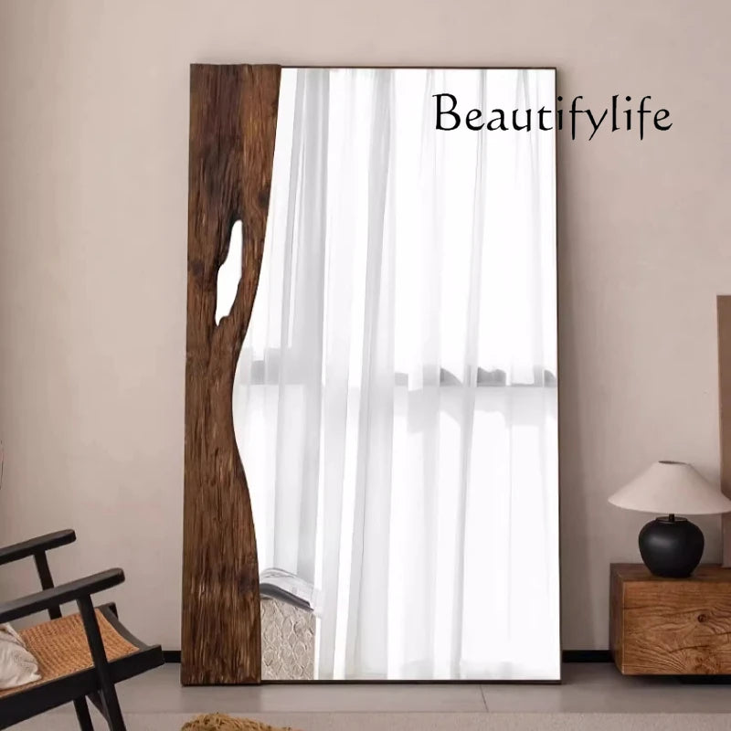 X corpo inteiro espelho moderno em pé moldura de madeira luz luxo vestir arte espelho estético piso design espejos produtos para casa