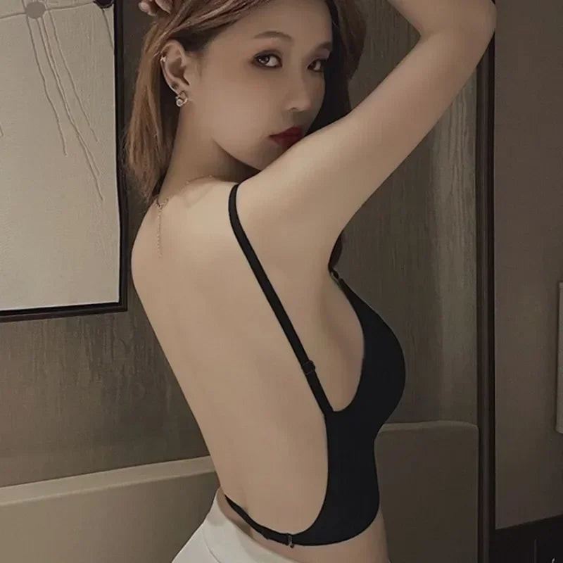 Sutiã invisível feminino profundo u mergulho sutiãs sem costas para vestidos lingerie sexy com alça transparente push up sem alças underwea