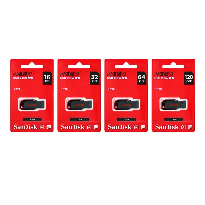 SanDisk USB2.0 FAT32 Cruzer CZ50 Flash Drive Compact Encrypted Flash Memory Stick USB2.0 PenDrive for Desktop Laptop