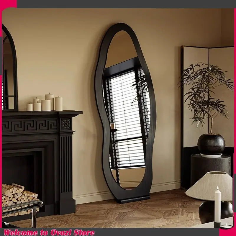 Espelho ondulado minimalista, tamanho grande, irregular, meninas, corpo inteiro, maquiagem, assimétrico, dobras, decorações de quarto