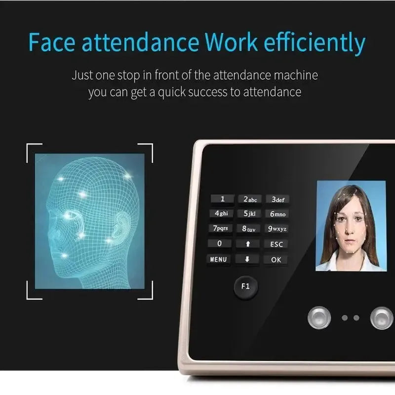 Facial Attendance Fingerprint Recognition Password Unlock Voice Prompt No Software UDisk FAT32 Format Direct Export EXCEL Report