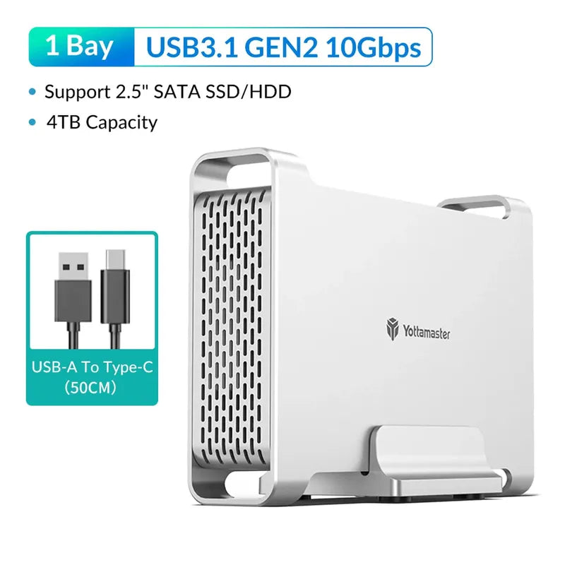 Yottamaster SATA RAID Hard Drive Enclosure 2.5" 3.5" SATA HDD SSD Enclosure with 32TB Max & RAID 0/1/SPAN RAID Hard Disk Storage