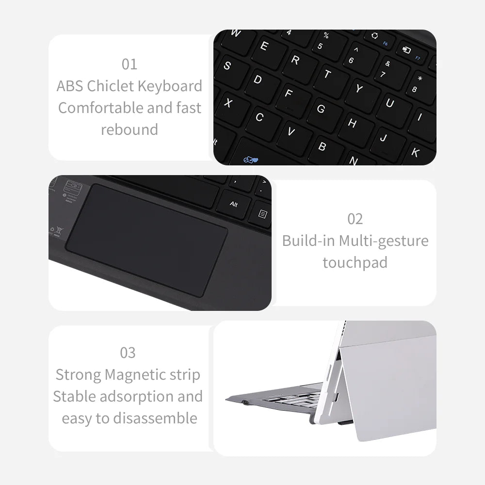 Teclado Bluetooth Retroiluminado para Microsoft Surface Pro 3 4 5 6 7 7+/Microsoft Surface Pro 8 9 10 11 X 13inch, Teclado Trackpad Teclado Sem Fio,Teclado português