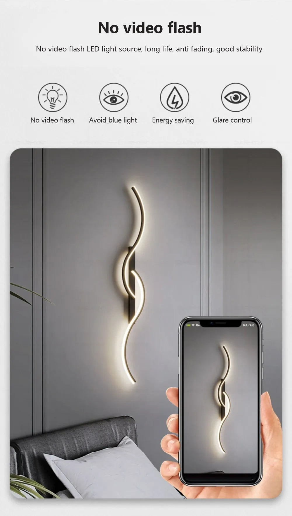 Moderna lâmpada de parede led minimalista luz led quarto cabeceira longa tira arandelas sala estar sofá casa luminária interior