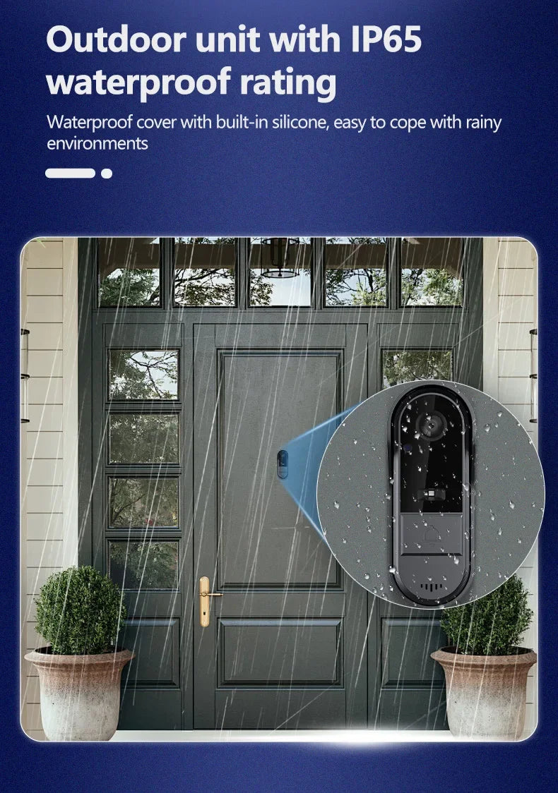 Tuya impermeável vídeo campainha, sem fio, visão noturna, HD, 4.3 "tela IPS, interfone por Bell, câmera para casa inteligente, casa, escritório