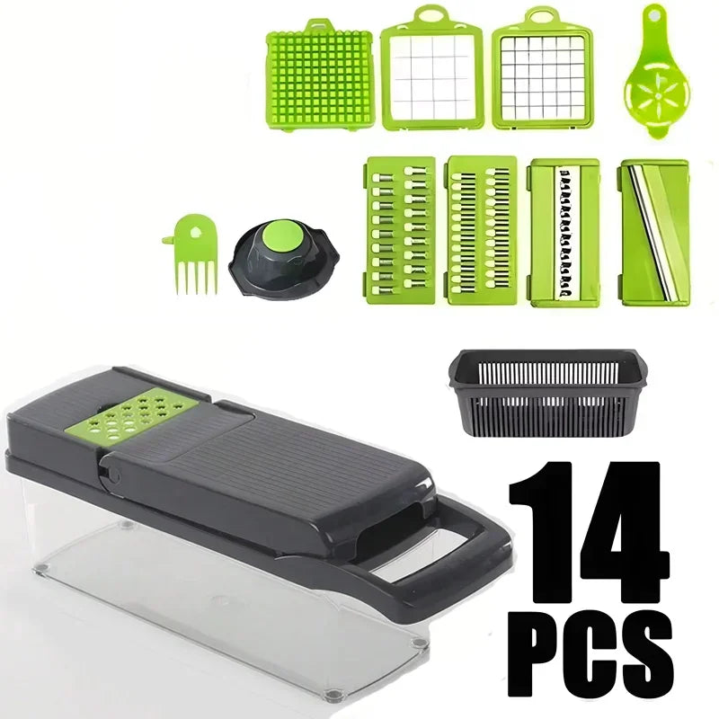 Novo picador de alimentos 5 em 1, adequado para fatiadores portáteis, cortadores, raladores, picador de vegetais multifuncional, ferramenta de cozinha