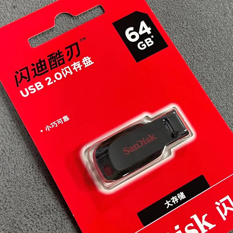 SanDisk USB2.0 FAT32 Cruzer CZ50 Flash Drive Compact Encrypted Flash Memory Stick USB2.0 PenDrive for Desktop Laptop