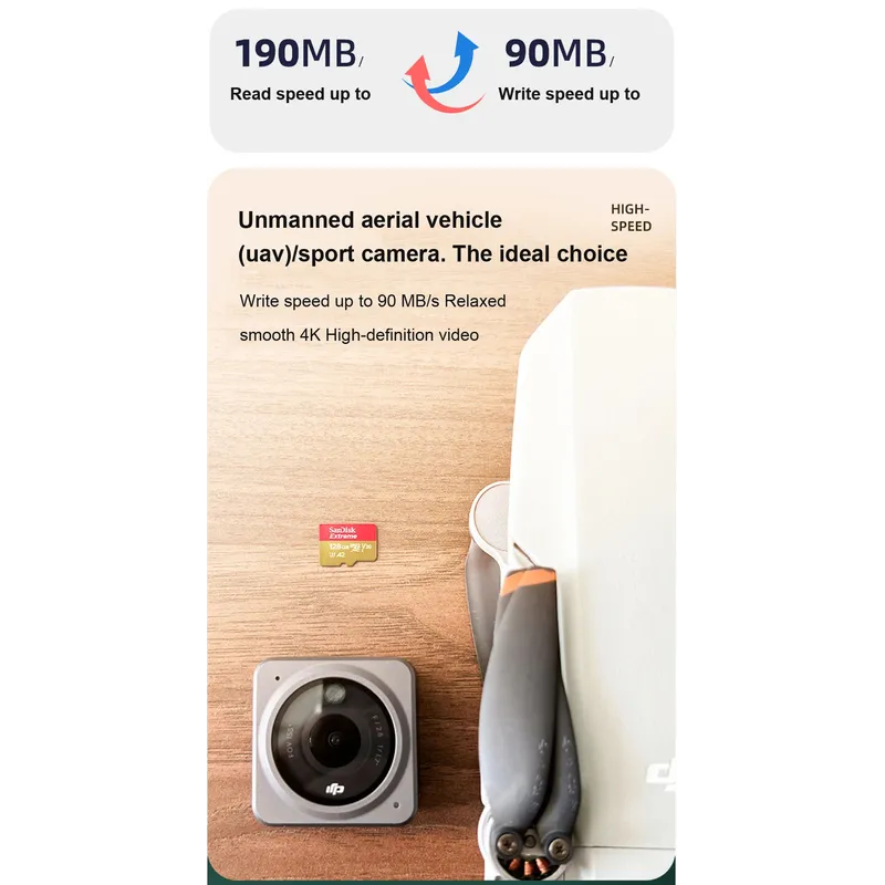 SanDisk Extreme microSDHC microSDXC UHS-I Cards 4K UHD and Full HD video UHS Speed Class 3 (U3) and Video Speed Class 30 (V30)