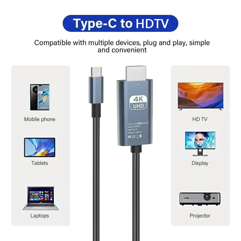 4k 60hz 30hz usb c para hdmi cabo tipo c adaptador hdtv conversor cabo para iphone 15 macbook ar ipad samsung portátil