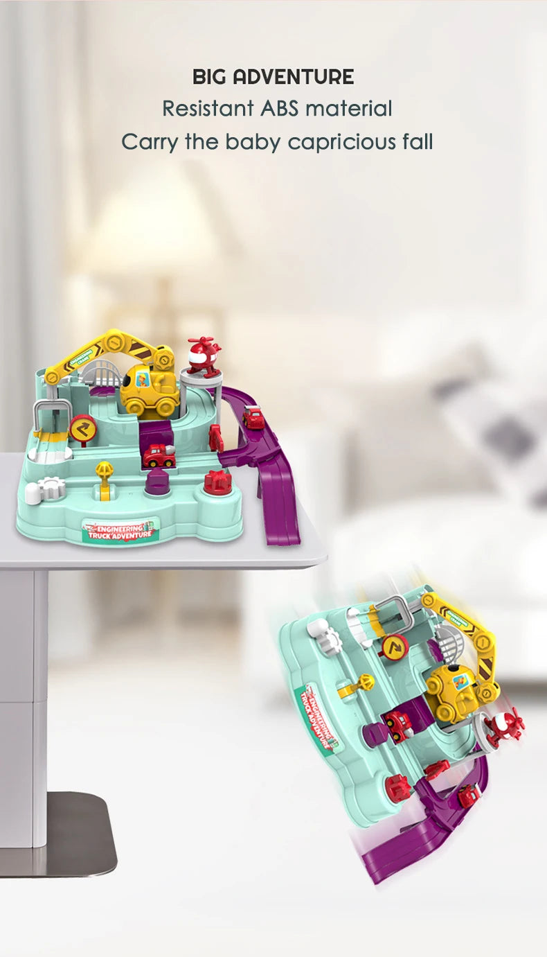 Modelo de carro ferroviário de corrida brinquedos educativos crianças pista jogo de aventura cérebro trem interativo mecânico animais espaço foguete brinquedo