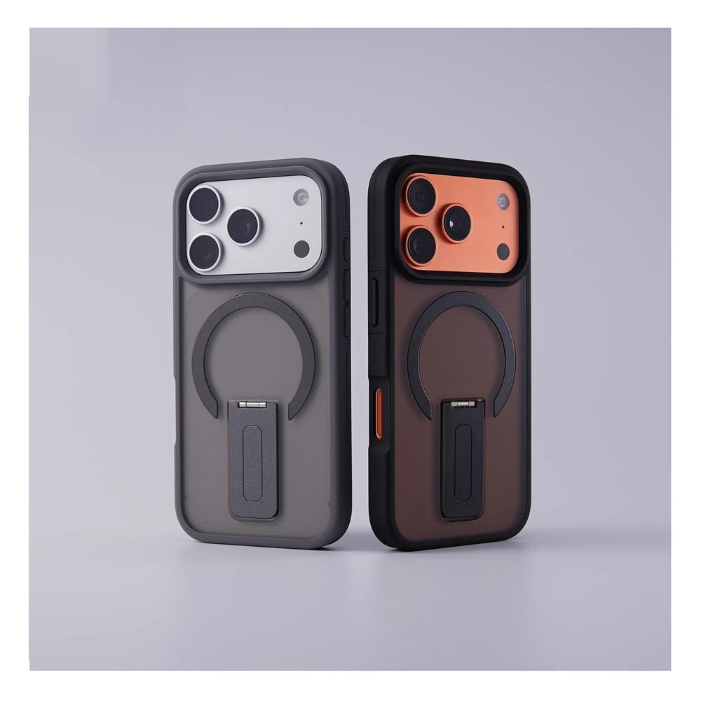 Luxo fosco translúcido titular caso magnético para iphone 17 pro max ar 16 15 plus 14 13 12 para magsafe pára-choques capa à prova de choque