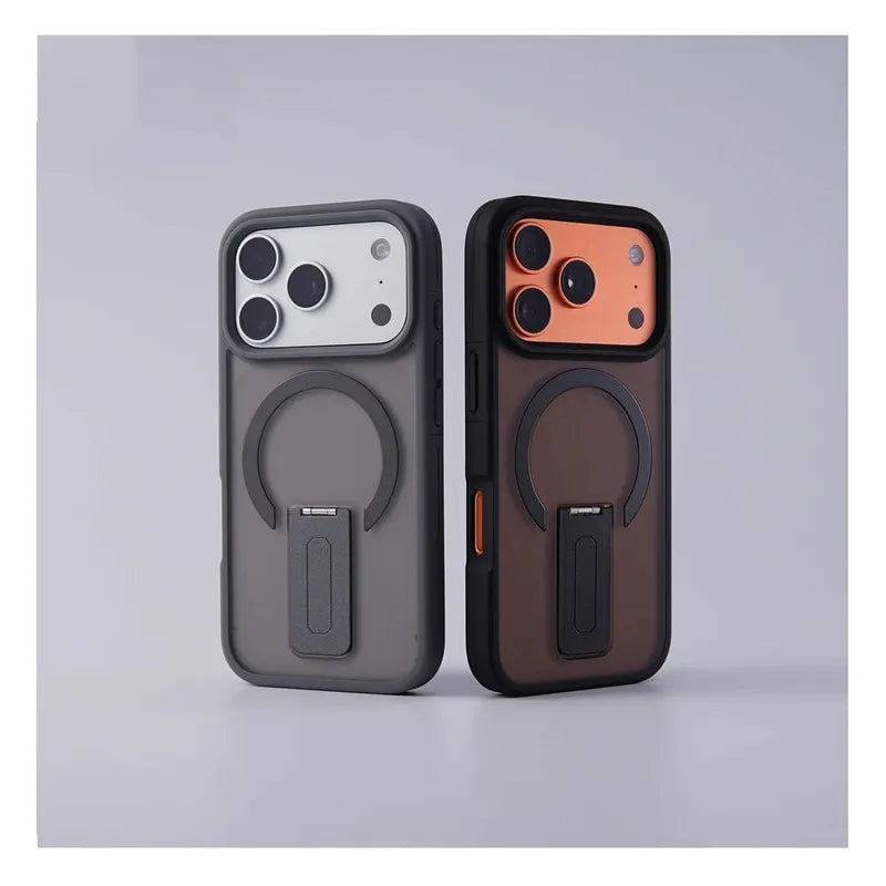 Luxury Matte Translucent Holder Magnetic Case for IPhone 17 Pro Max Air 16 15 Plus 14 13 12 For Magsafe Bumper Shockproof Cover