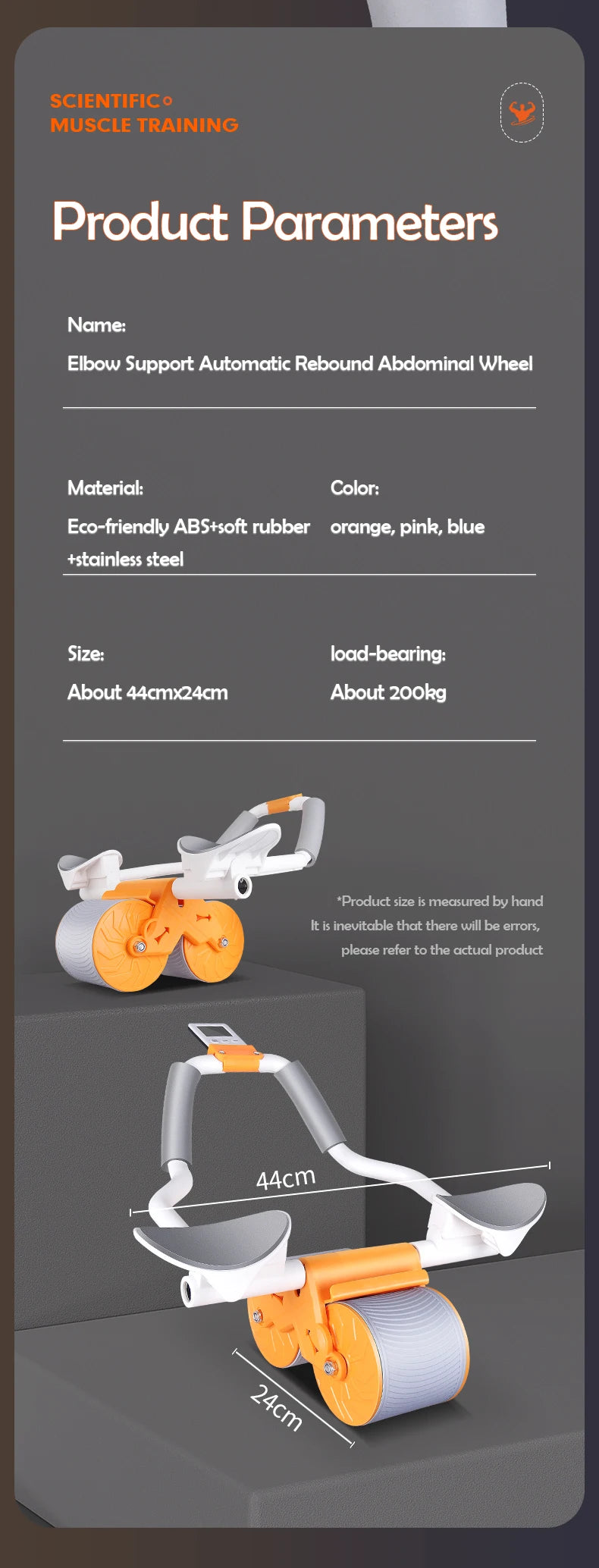 Rebound Automático Roda Abdominal, Core Muscle Ab Trainer, Counter Display, Roda De Exercício De Fitness, Suporte De Cotovelo