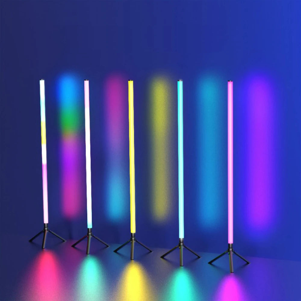 Inteligente rgb cct conduziu a lâmpada de assoalho 103cm 360 tubo redondo 5v alimentado por usb 24key bluetooth app controle remoto para jogos pc tv decoração