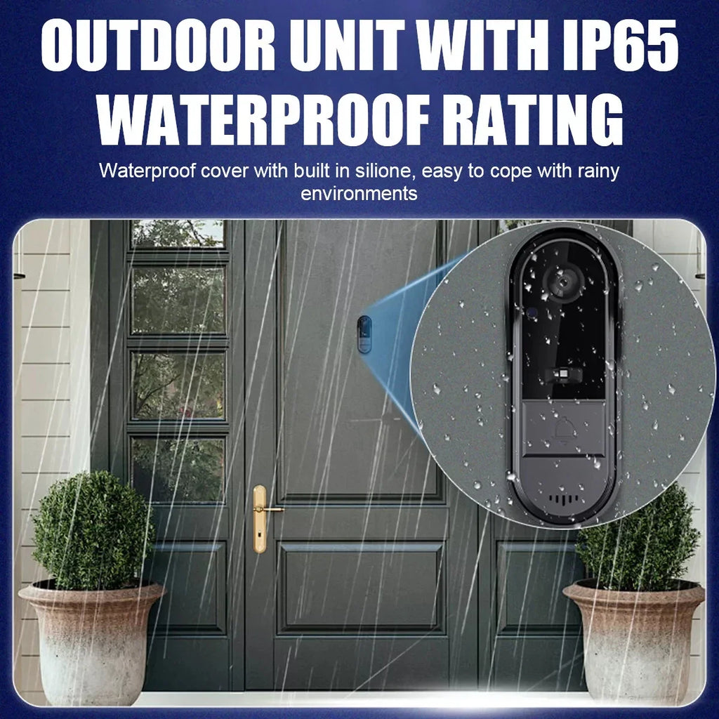 Campainha sem fio wi-fi, câmera 1080p, vídeo porteiro, à prova d'água, tela ips de 4,3 polegadas, segurança doméstica, campainha da porta, visão noturna ir