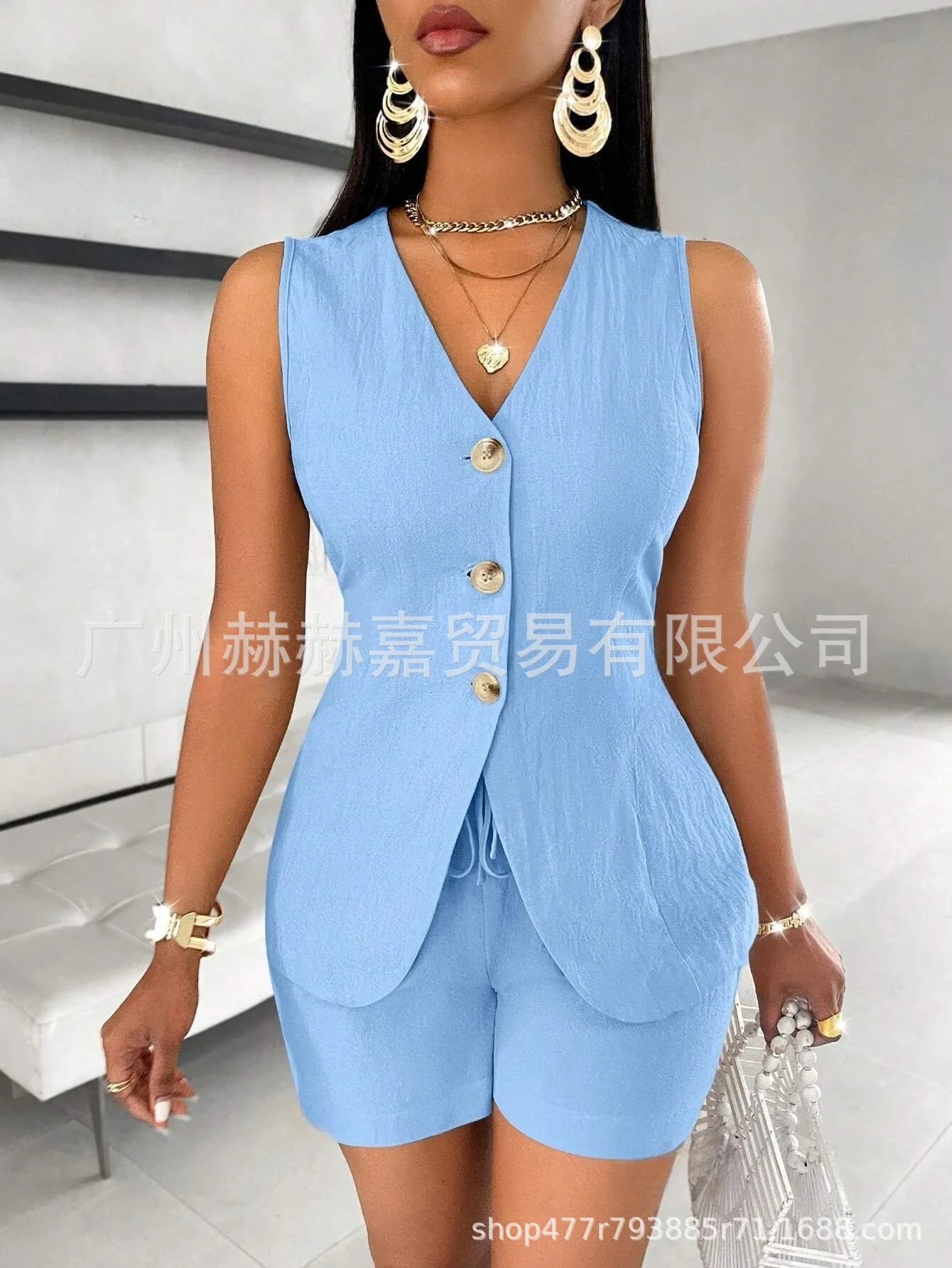 2025 verão algodão linho shorts define feminino 2 peças elegante cor sólida com decote em v magro topos senhora do escritório chique rendas shorts ternos