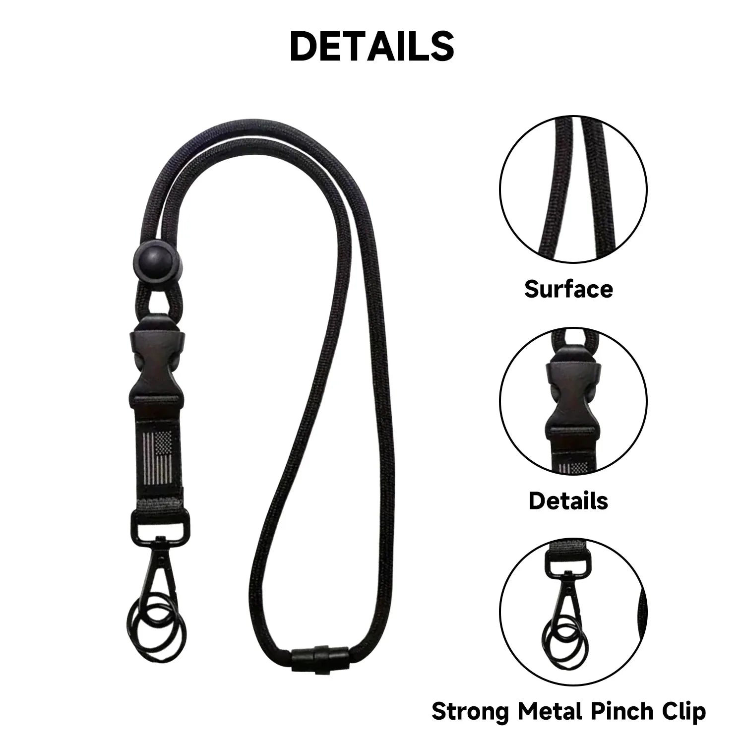 Heavy Duty Removível Badge Reel Holder Keychain, Pendurado Neck Strap, Lanyard Tactical ID Name Card Holder para caminhadas ao ar livre