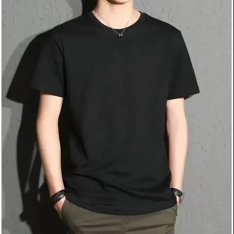 2 pçs cor sólida camiseta 100% algodão masculino feminino branco o-pescoço solto de manga curta modelos básicos all-match camiseta casal topos preto