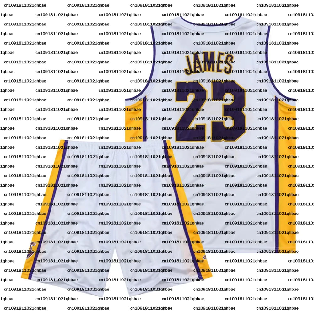 Lakers LeBron James com decote em V no 23 Jersey de secagem rápida respirável terno esportivo infantil adulto manga curta + shorts conjunto de 2 peças