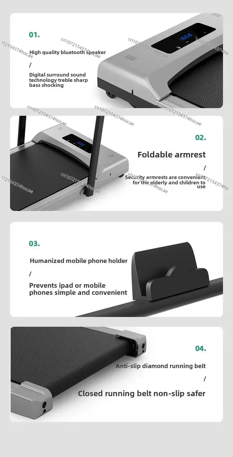 Cama plana doméstica/equipamento de fitness interno silencioso para queima de gordura pequena/tapete dobrável