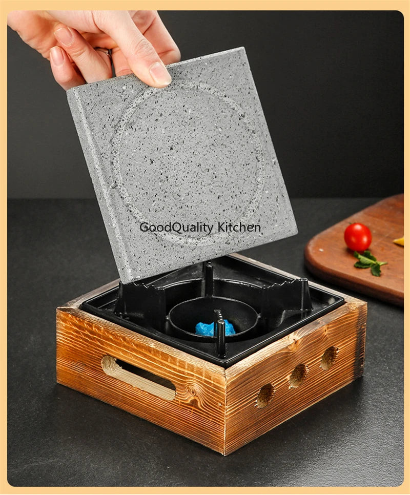 Churrasco Japonês Stone Grill Plate, Bandeja De Cozimento De Pedra, Bife De Alta Temperatura, Rocha Vulcânica, Prato De Churrasco