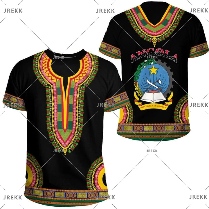 Angola bandeira mapa impressão 3d t camisa para roupas masculinas emblema nacional esporte camisa dashiki festival presente feminino tshirt crianças streetwear
