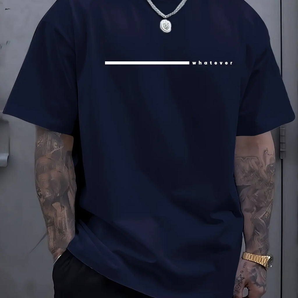 Verão masculino casual esportes solto plus size qualquer carta impressa confortável em torno do pescoço manga curta camiseta