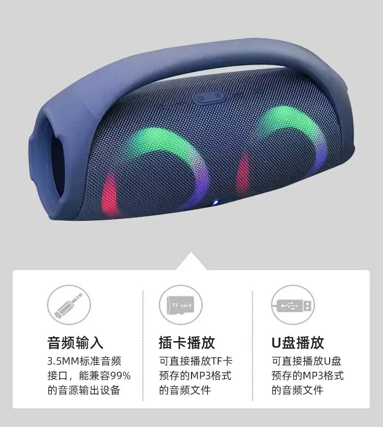 Alta fidelidade sem fio bluetooth alto-falante portátil à prova dwaterproof água coluna de som alta potência estéreo surround rgb subwoofer caixa de som tws/usb