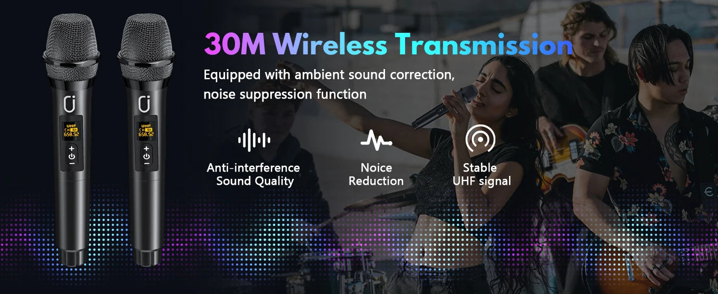 Máquina de karaokê portátil, alto-falante Bluetooth com microfones, sistema PA com 2 microfones de karaokê, luzes de discoteca para festas em casa