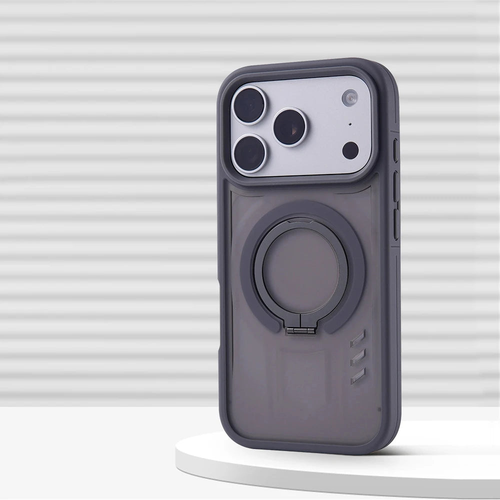 Capa de Telefone Luxuosa com Suporte Magnético Fosco para iPhone 17 Pro Max Air 16 15 14 13 12 Plus para Magsafe, Capa Protetora à Prova de Choque