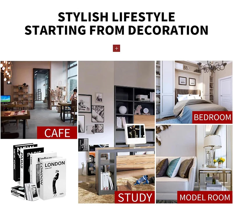 Caixa de armazenamento de livro falso que pode ser aberta, livros decorativos de luxo, mesa de café, ornamento, prateleira de quarto, decoração nórdica de interiores, decoração de casa