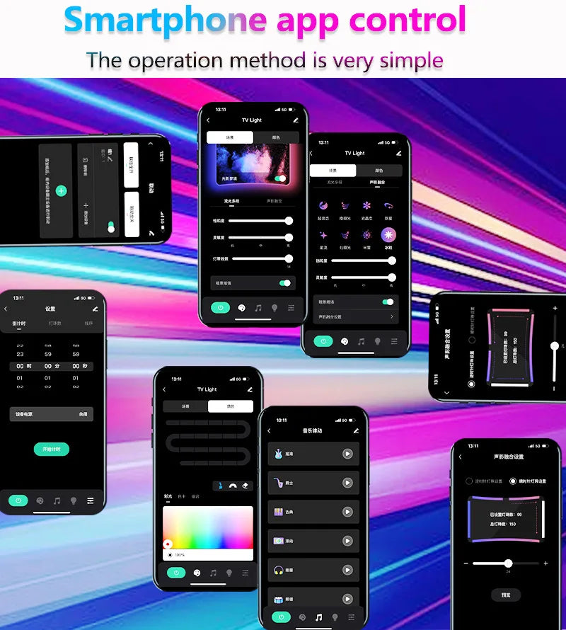 Faixa de luz de fundo de TV LED RGBIC com câmera Controle de aplicativo Sincronização de música Luzes inteligentes para sala de jogos Iluminação ambiente de 55-75 polegadas