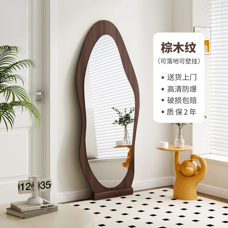 Espelho ondulado minimalista, tamanho grande, irregular, meninas, corpo inteiro, maquiagem, assimétrico, dobras, decorações de quarto