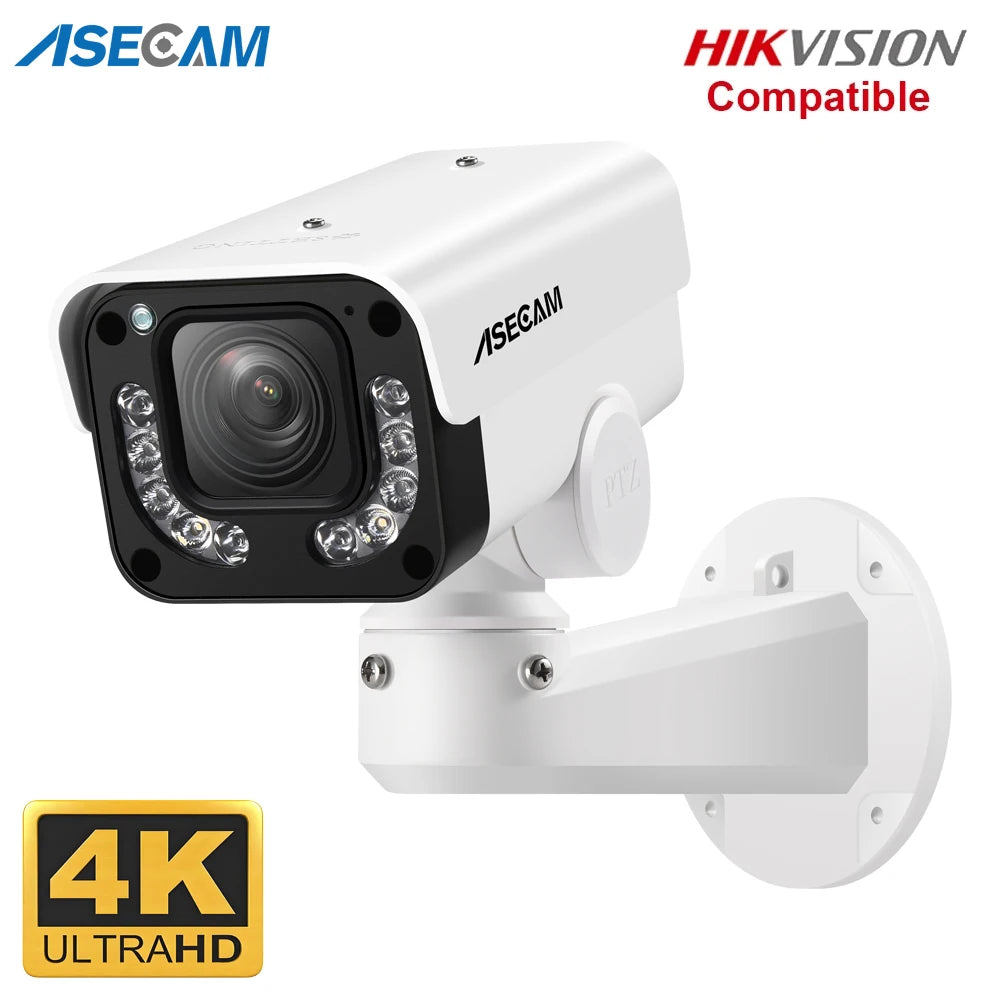 ASECAM 4K 8MP Camera de Segurança PTZ 30x Zoom óptico AI Detecção de Veículos WDR Externa Câmera Vigilância IMX415 Hikvision Compatível