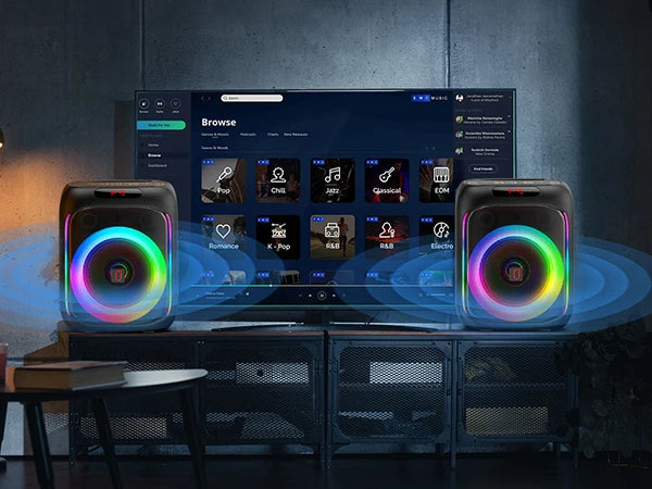 Máquina de karaokê FanFun com 2 microfones, alto-falante Bluetooth portátil com luz RGB, sistema de karaokê para festa em casa de karaokê