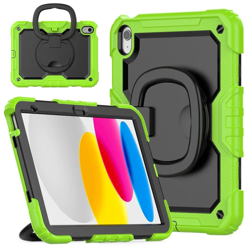 Handle Grip Case Universal For iPad A16 2025 11th 10.9 2022 10th Gen. With Shoulder Strap 360 Rotating Stand Hybrid Kids Cover