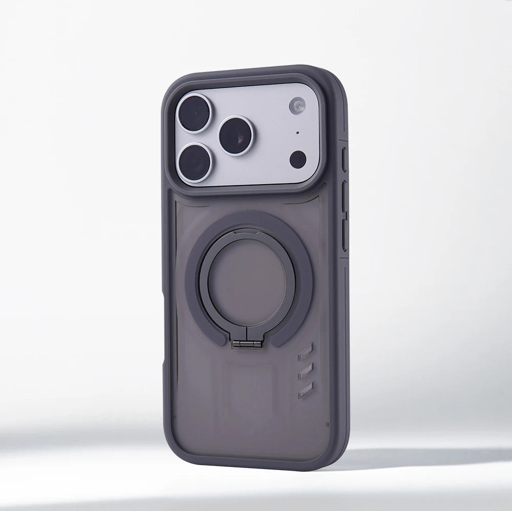 Capa amortecedora com suporte magnético translúcido fosco para iPhone 17 Pro Max Air 16 15 14 Plus 13 12 para Magsafe Capa de carga sem fio