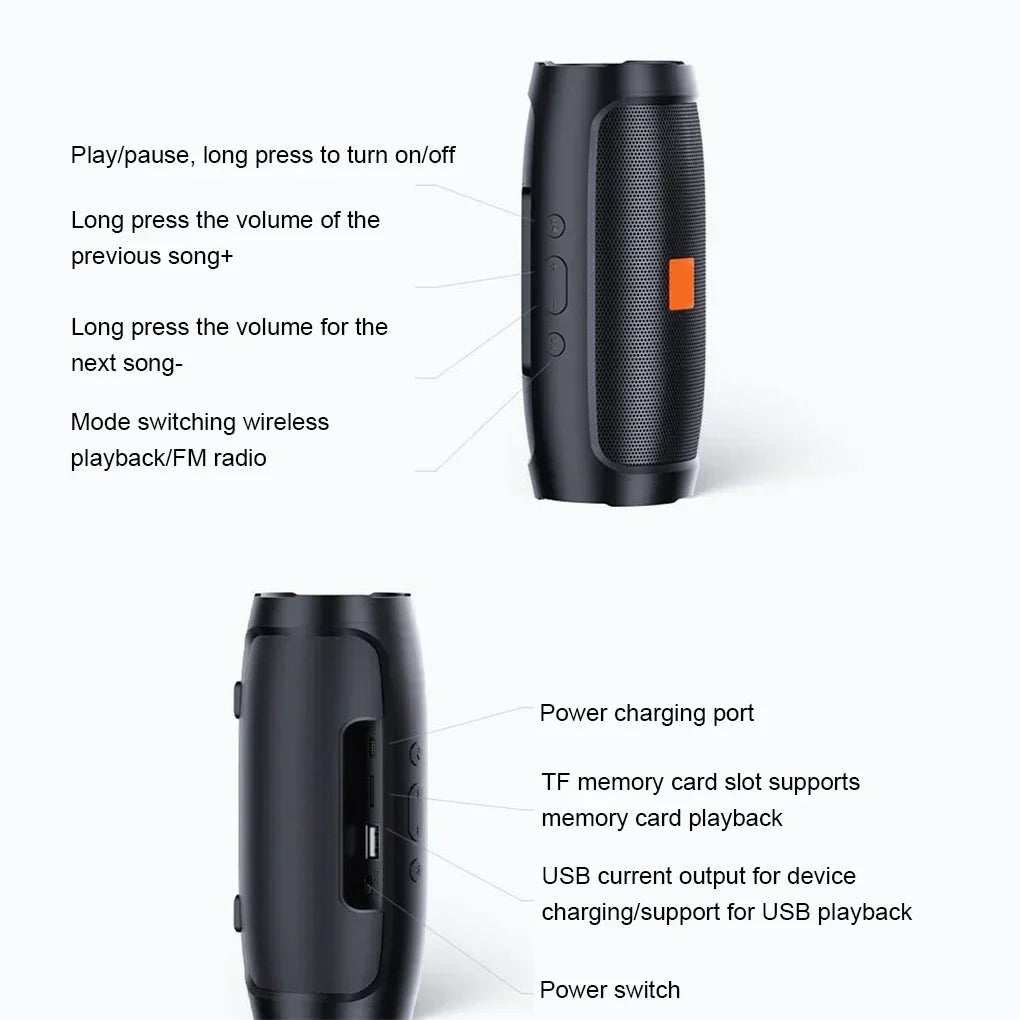 J007 subwoofer alto-falantes bluetooth ao ar livre estéreo surround à prova dwireless água caixa de som sem fio suporte rádio fm cartão tf