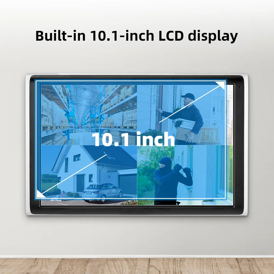 Fuers h.265 tela lcd de 10.1 polegadas 8ch sem fio nvr segurança diy câmera ao ar livre sistema wi fi vigilância cctv gravador de áudio e vídeo