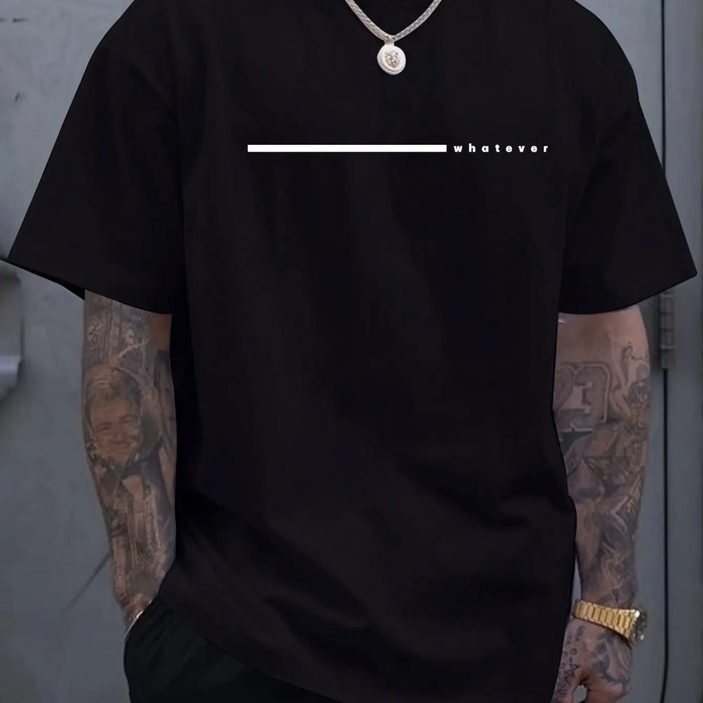 Verão masculino casual esportes solto plus size qualquer carta impressa confortável em torno do pescoço manga curta camiseta