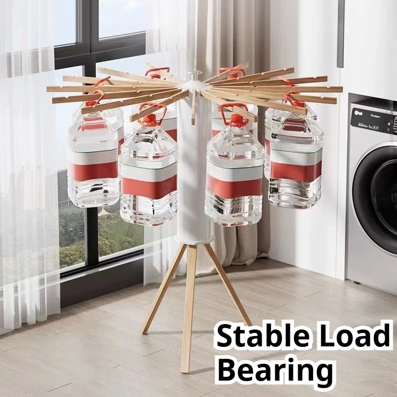 Rack de secagem de roupas dobrável quarto tripé rack de armazenamento de roupas piso giratório rack de lavanderia rack de vestuário para varanda