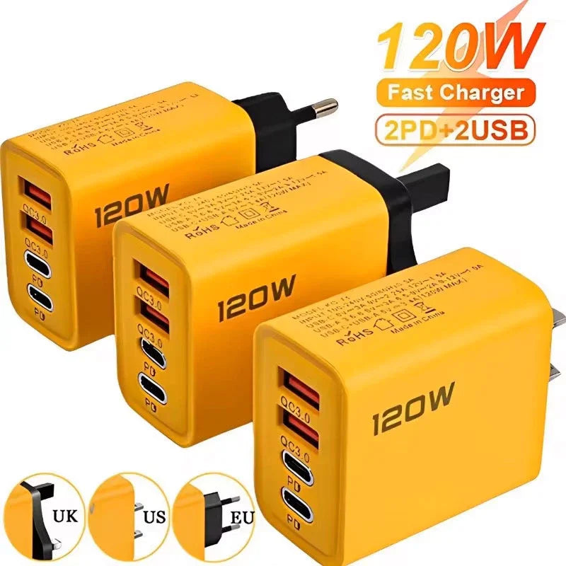 120w carregador rápido tipo c carga rápida 3.0 adaptador de carregador usb para iphone samsung xiaomi pd carregador usb plugue de carregamento rápido