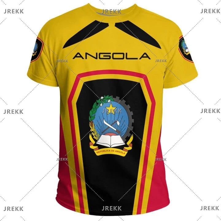 Angola bandeira mapa impressão 3d t camisa para roupas masculinas emblema nacional esporte camisa dashiki festival presente feminino tshirt crianças streetwear