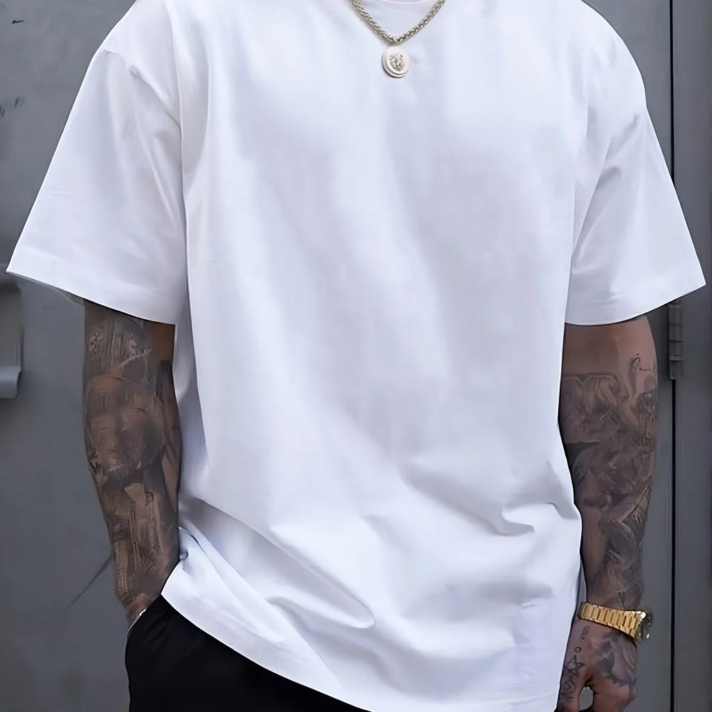 Verão masculino casual esportes solto plus size qualquer carta impressa confortável em torno do pescoço manga curta camiseta